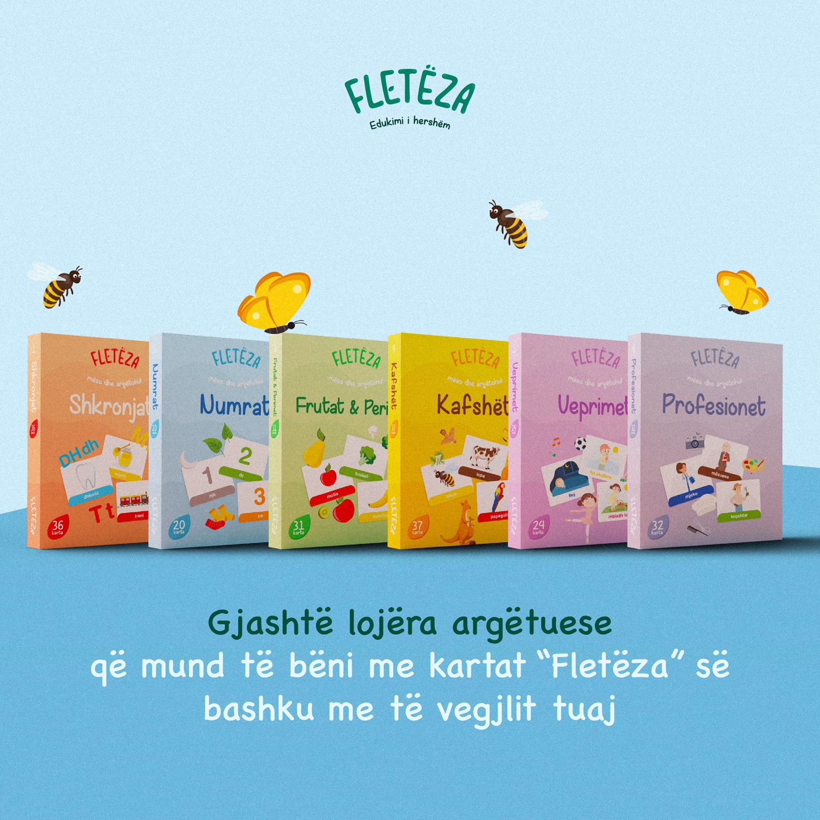 Karta edukative Fletëza, 6 në 1, 180 copë