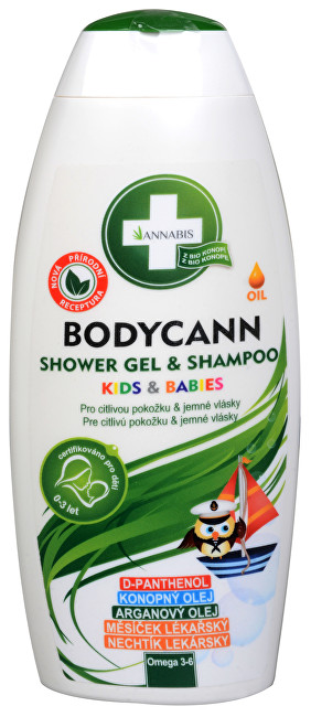 Shampo dhe xhel për dush Annabis Bodycann Kids & Babies 2in1, 250 ml