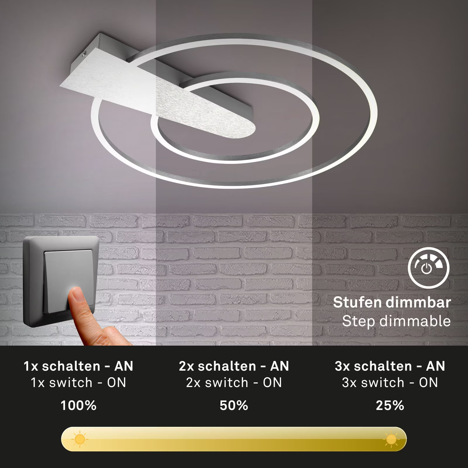 Ndriçues Briloner LED Frame Ø 49,5 cm 25W, 3000lm, hiri