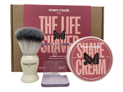 Set p?r rroj? Men Rock London Black Pomegranate, krem rroje 100 g + brush? rroje + mbajt?se p?r brush?