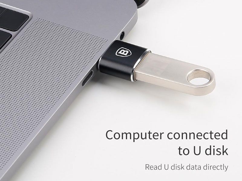 Adapter Baseus, USB A në USB C, i zi