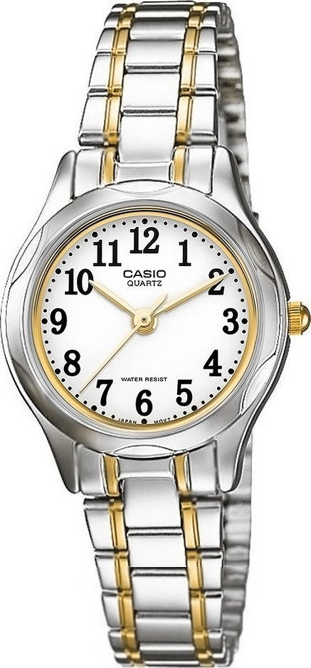 Orë dorë Casio LTP-1275SG-7B për femra, çelik inox, kuarc, argjend me ari