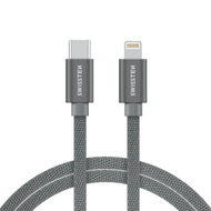 Kabllo Swissten tekstile USB-C / Lighning, 2M, e argjendtë