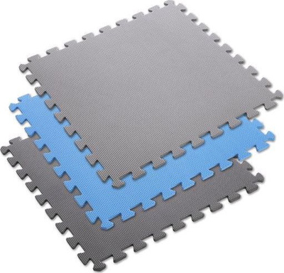Shtresë për ushtrime One Fitness puzzle, 9 pjesë, e kaltër/e hirtë