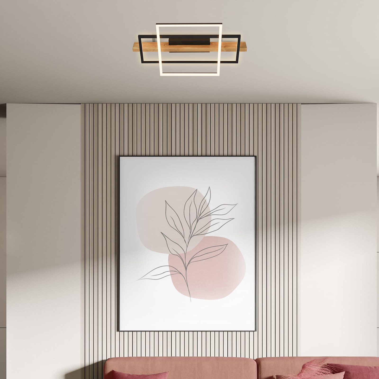 Ndriçues Briloner Led 32W, 3200 lm, 3000K, 55x30x8 cm, i zi/kafe e hapur