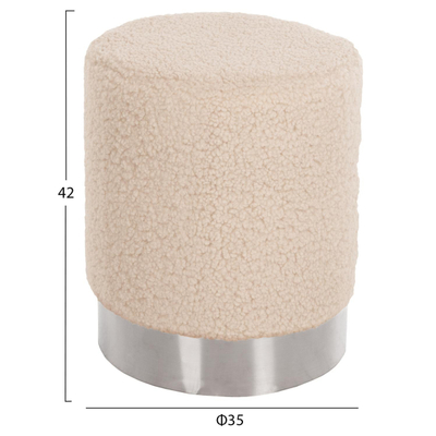 Stol Levy Φ35x42Hcm (HM8408.23), bardhë/ argjendtë