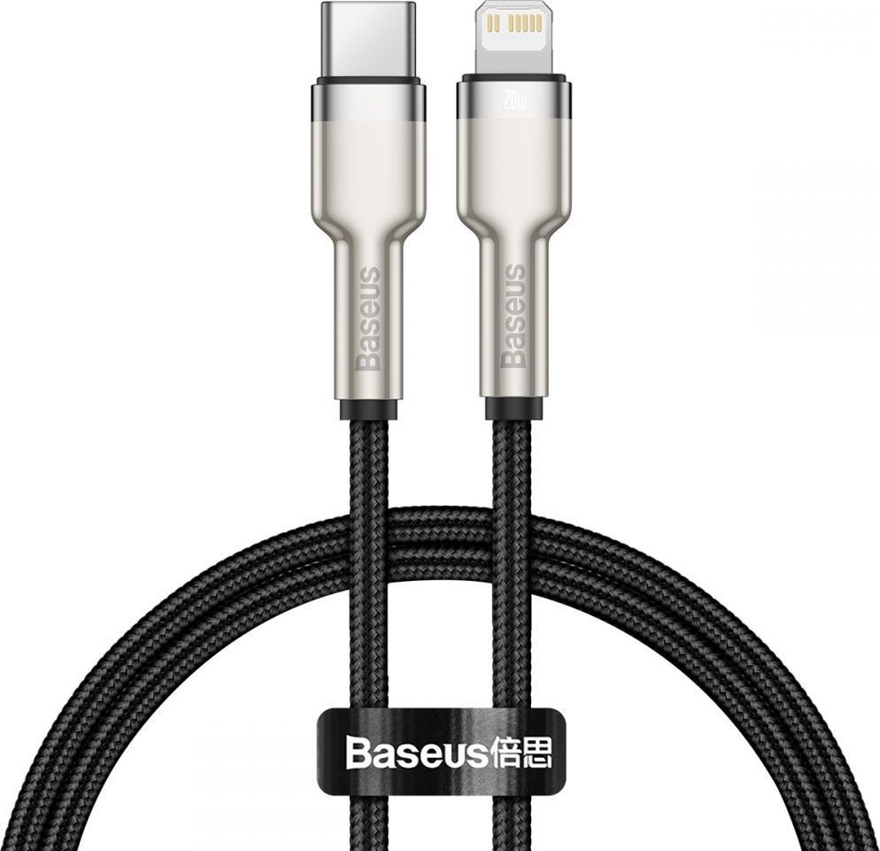 Kabllo USB Baseus (CATLJK-01), USB-C në Lightning, 0.25 m, e zezë
