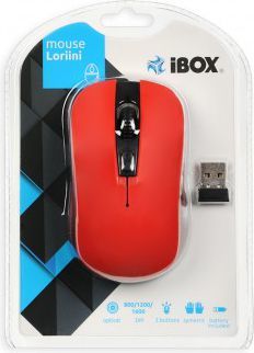 Maus iBOX LORIINI, wireless, USB, i zi dhe i kuq