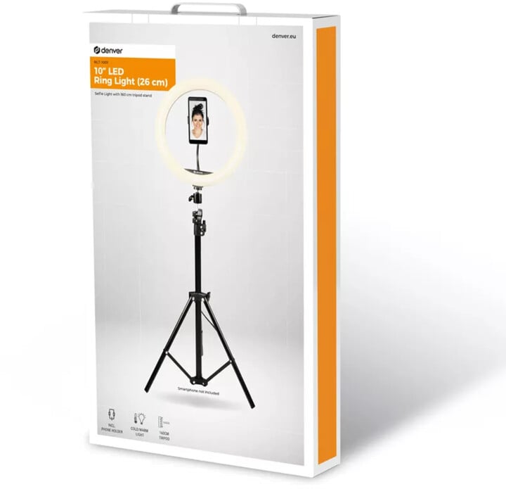 Dritë rrethore Denver RLT-1001, 10", tripod 160cm