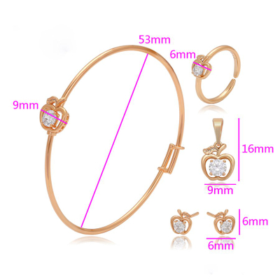 Set vathë/unazë/byzylyk/varëse për fëmijë, Xuping, me gurë të bardhë, të praruar në ar 18k SF1