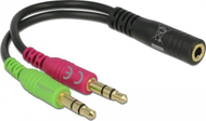 Kabllo Delock (65459), 3.5mm/3.5mm x2, 0.1m, e zezë
