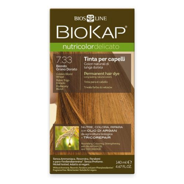 Ngjyrë për flokë Biokap NUTRICOLOR DELICATO, 7.33 Blond Golden wheat, 140 ml Ngjyrë për flokë Biokap NUTRICOLOR DELICATO, 7.33 Blond Golden wheat, 140 ml