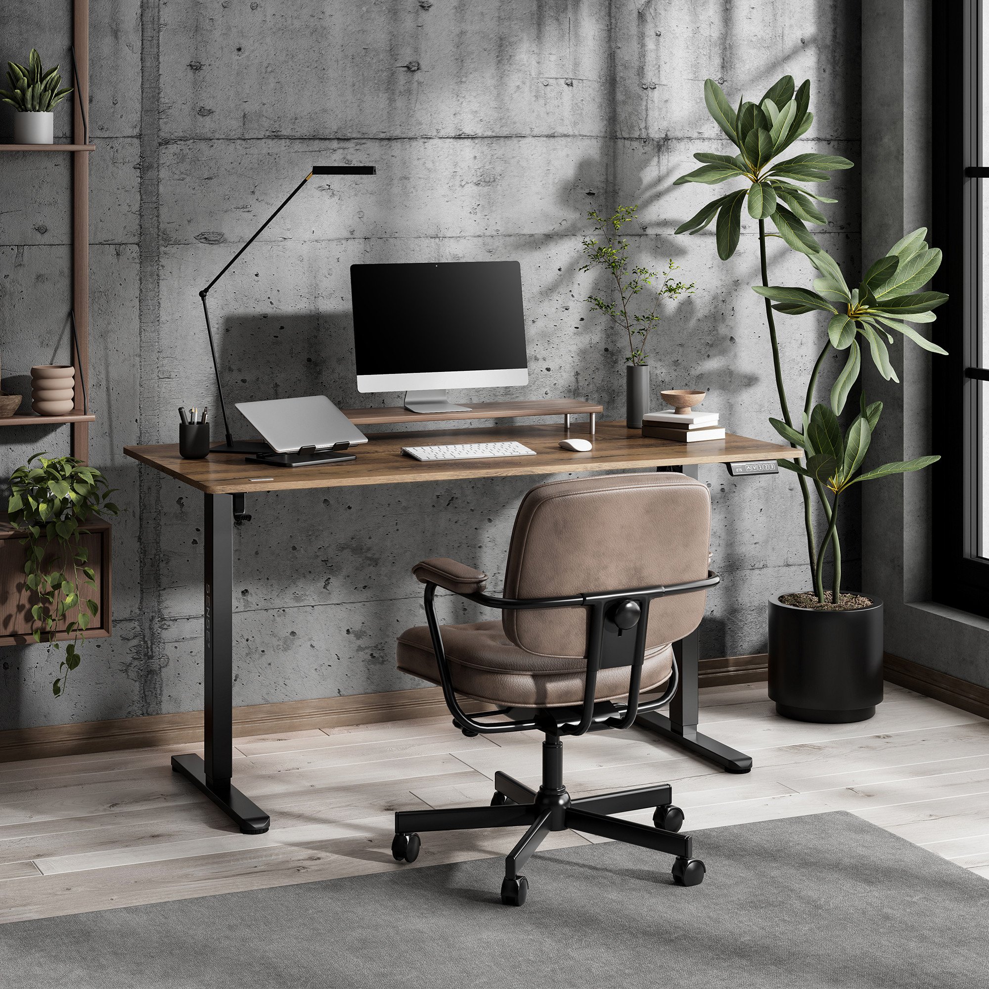 Tavolinë elektrike SENSE7 NOJO LIGHT, 140 x 70 cm, kafe e errët