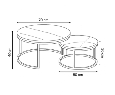 Set tavolina RUNO Sag Metal, Hiri imitim mermeri