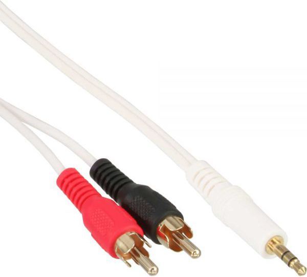 Kabllo Jack InLine 3,5 mm - RCA (Cinch) x2, 2,5 m, (89936 W), e bardhë 