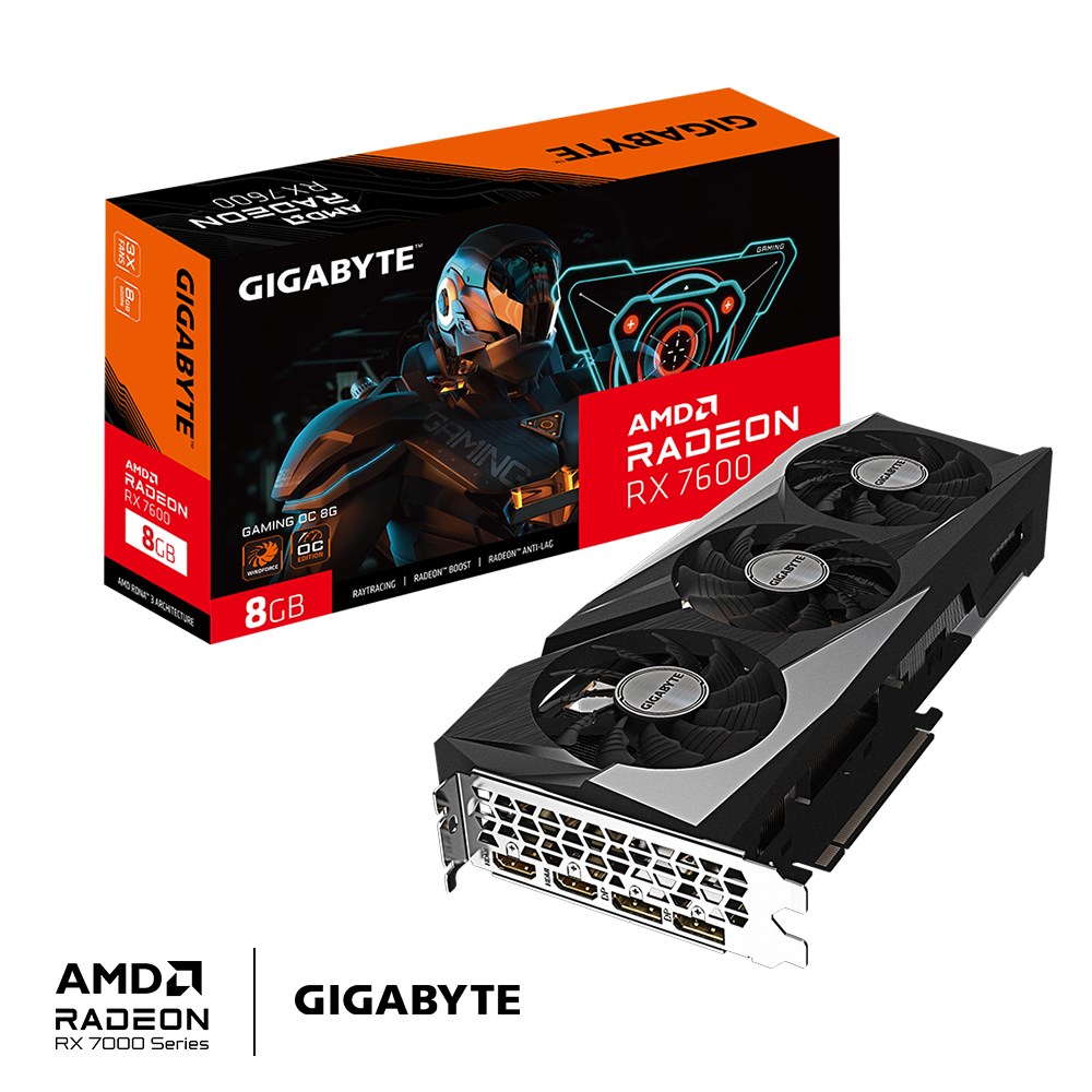 Kartë grafike GIGABYTE Gaming AMD Radeon RX 7600, OC, 8 GB GDDR6