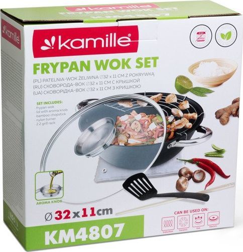 Tenxhere me kapak Kamille, 32 cm, e zezë