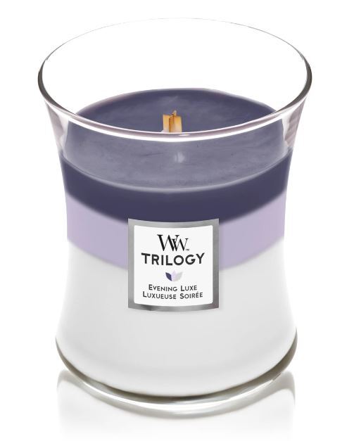 Qiri aromatik WoodWick Trilogy Evening Luxe, 275 g