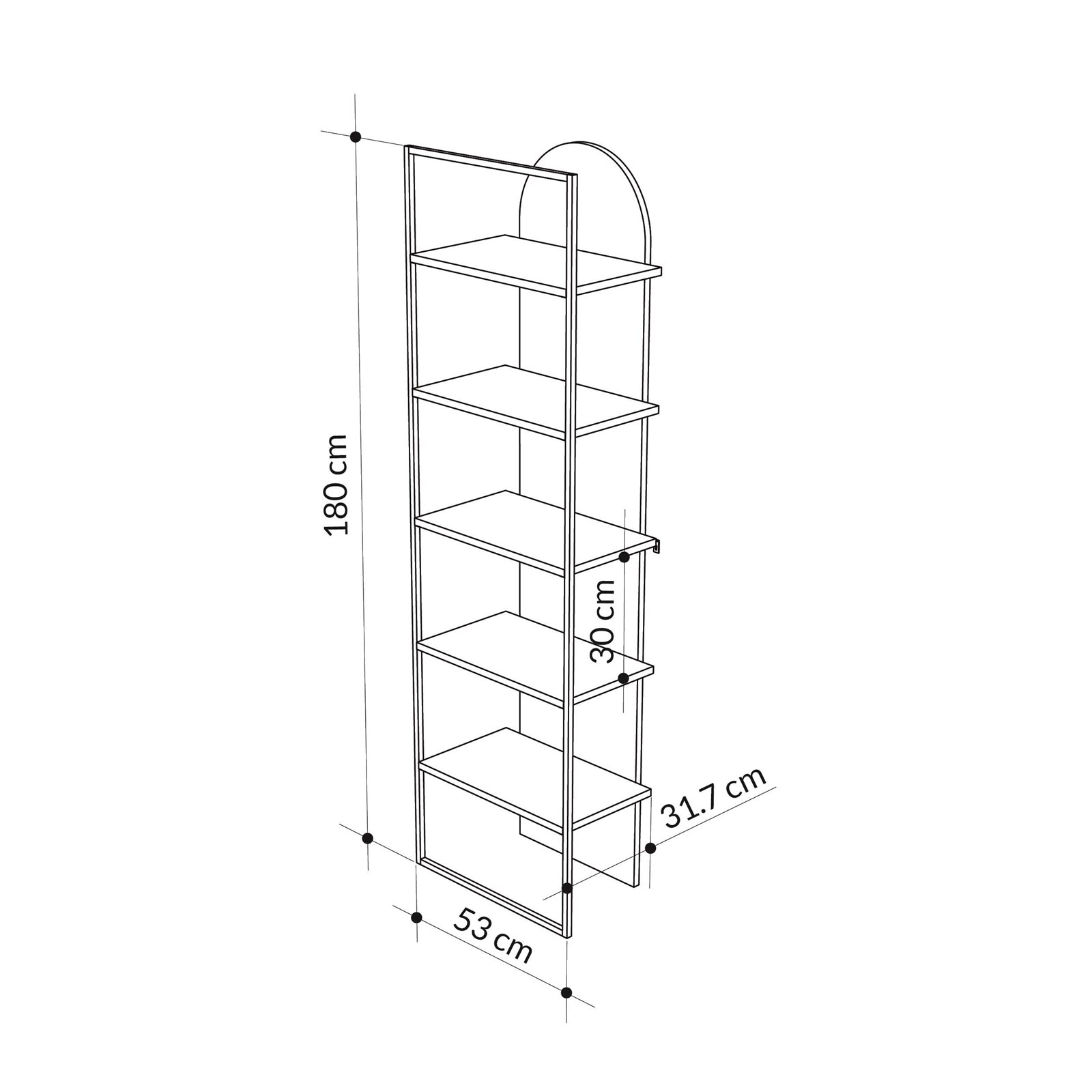 Raft për libra Decortie Archy 180x53x31.7cm, kafe e hapur/zezë