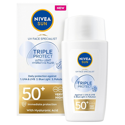 Krem mbrojtës për lëkurë Nivea OF 50+ Sun Triple Protect (Fluid), 40 ml