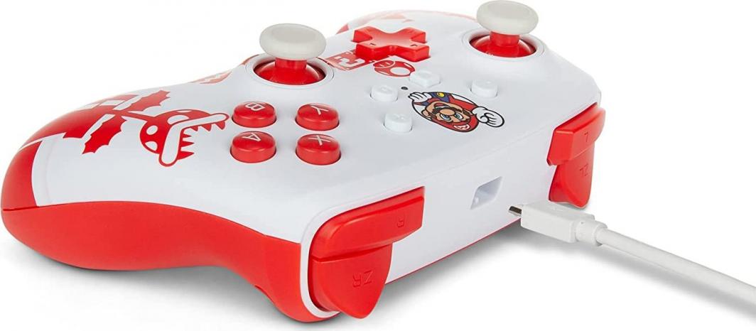 Kontroller PowerA Mario, me kabllo, i bardhë