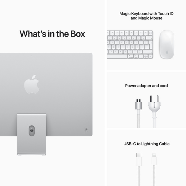 Apple iMac 24", M1 8-core, 8GB, 256GB, 7-core GPU, Silver