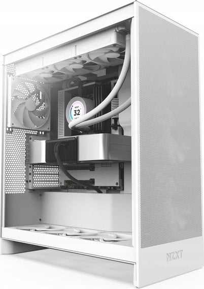 Куќиште за компјутер Nzxt H7 Flow, бело, Midi Tower