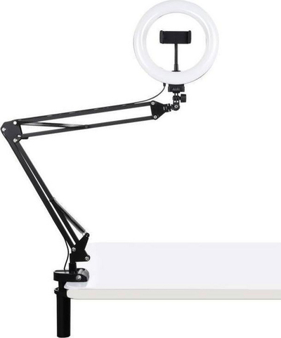 [OUTLET] Mbajtëse për celular me llambë LED Puluz Clip PKT3089B, 26cm, e zezë