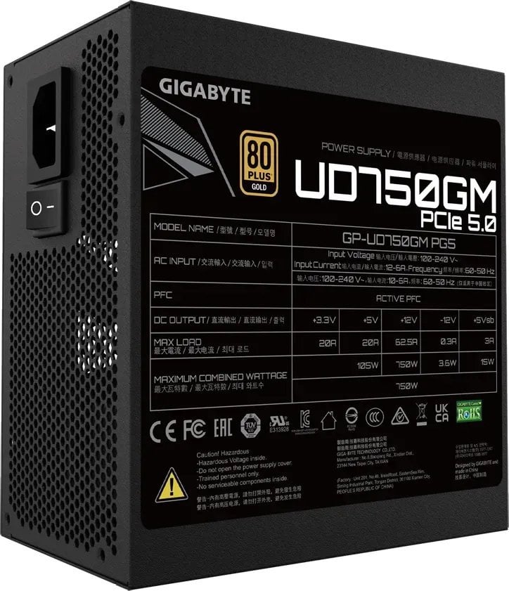 Burim energjie Gigabyte UD750GM PG5 GP-UD750GM PG5 ATX 3.0, 750W
