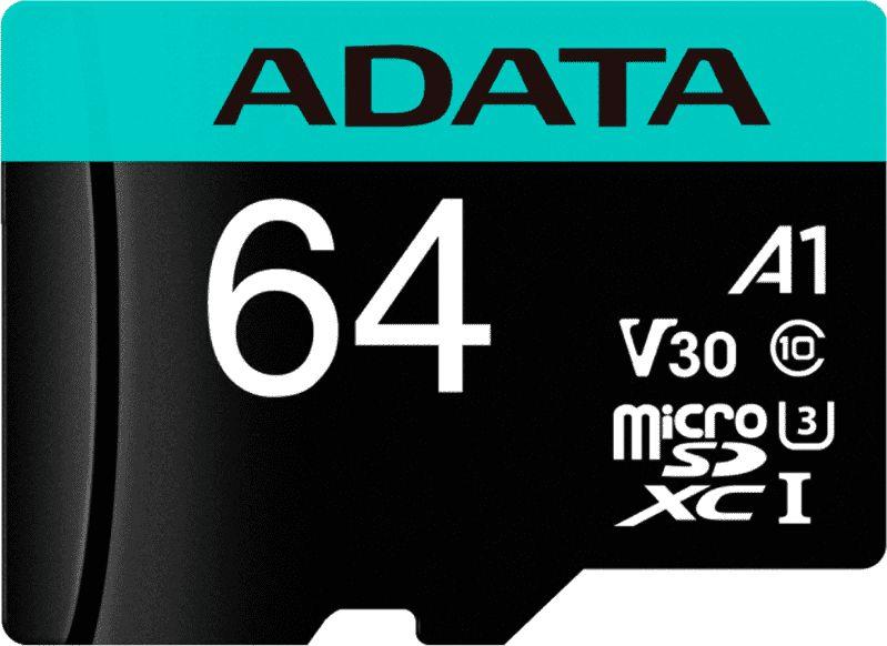 MicroSDXC Premier Pro 64GB UHS1 U3 V30 A2 + adapter (AUSDX64GUI3V30SA2-RA1)