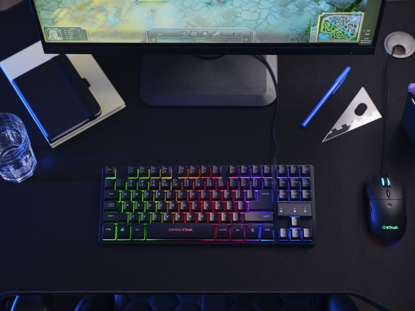 Tastierë Gaming Trust GXT 833 Thado, USB, e zezë / e hirtë