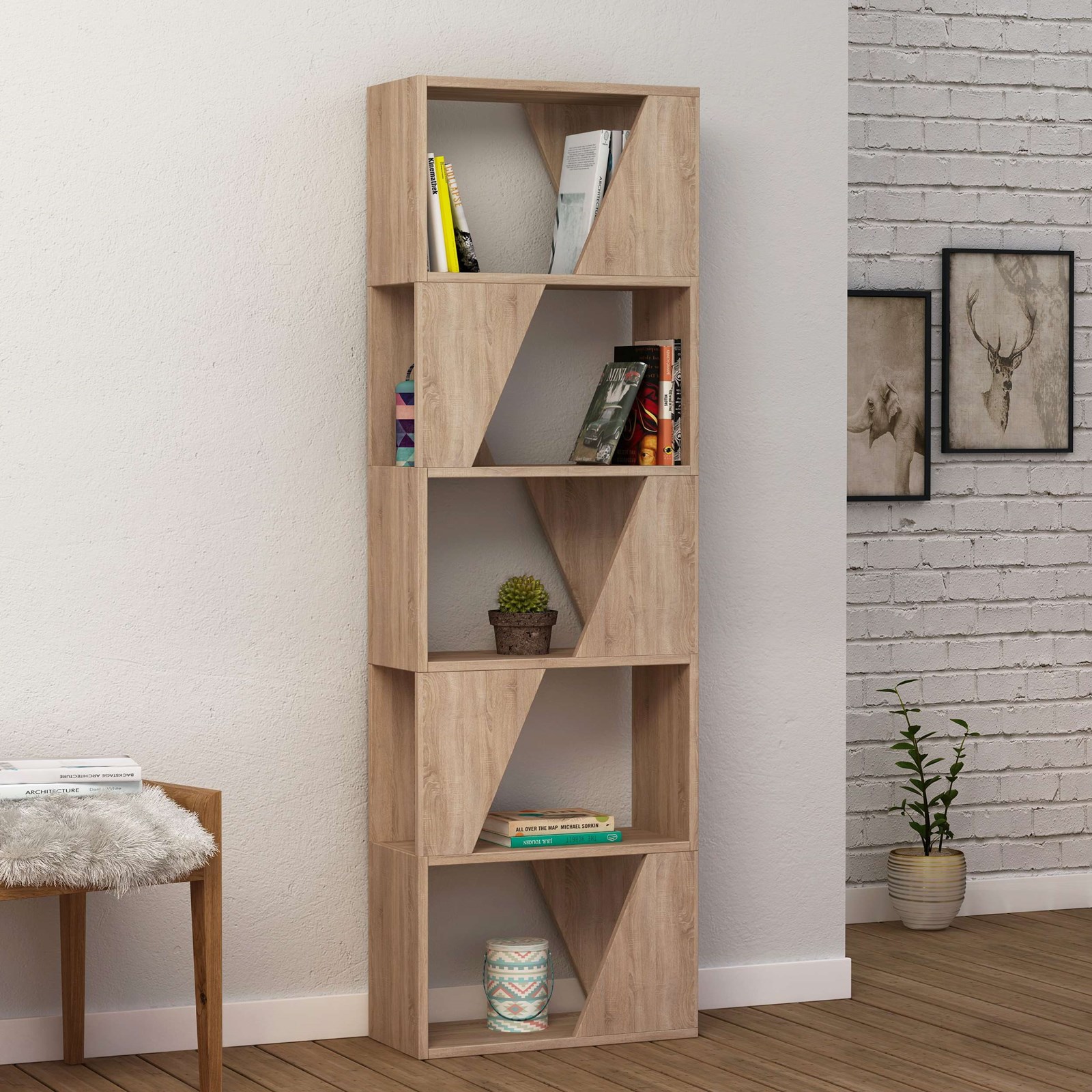 Raft për libra Decortie Frame, (54 x 24 x 168 cm), kafe e hapur
