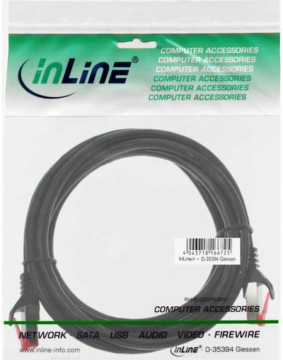 Kabllo rrjeti InLine Patchcord S/FTP, PiMF, Cat.6, 250MHz, PVC, CCA, 2m (76102S), e zezë