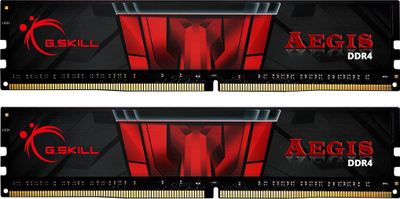 Memorie G.Skill Aegis, DDR4, 16 GB, 3200MHz, CL16 (F4-3200C16D-16GIS), e zezë / kuqe