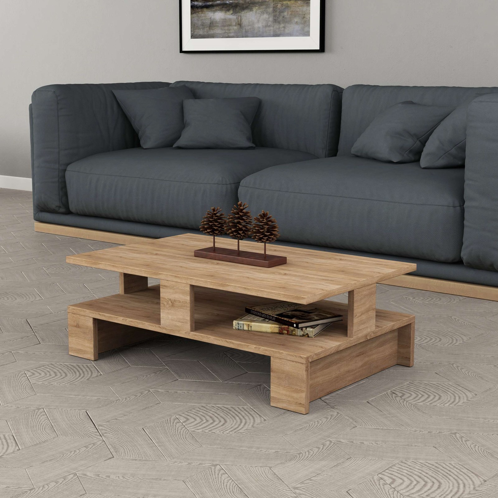 Tavolinë Kafeje Decortie Mansu (80 x 50 x 27.5 cm), kafe e hapur