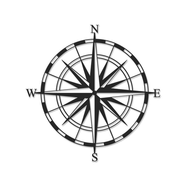 Dekor metalik Decortie Compass, (45 x 45cm)
