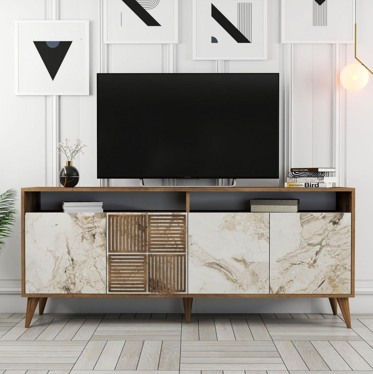 Komodë melamine 180×35×78.6 cm (HM9431.03), bardhë