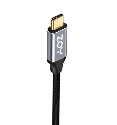Kabllo ZOY USB-C - USB-C, 1m, e zezë/ e argjendë