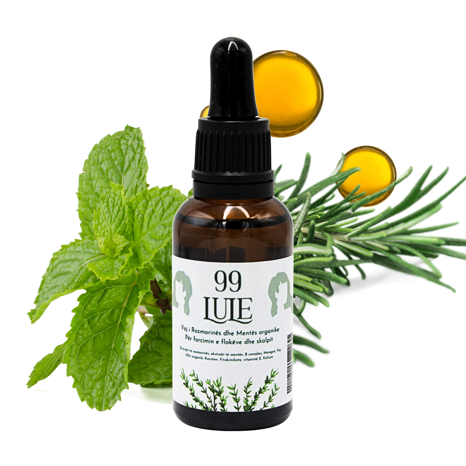 Vaj për rritjen e flokëve 99 Lule, Rozmarinë & Mentë Organike, 30 ml