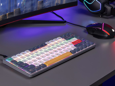Tastierë mekanike Gaming Tracer FINA 84, USB, RGB, e bardhë