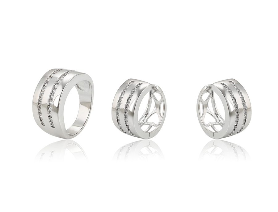 Set- unazë + vathë Xuping të veshur me platin, argjendtë/16.51mm