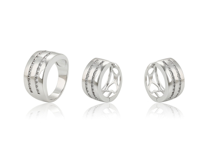 Set- unazë + vathë Xuping të veshur me platin, argjendtë/16.51mm