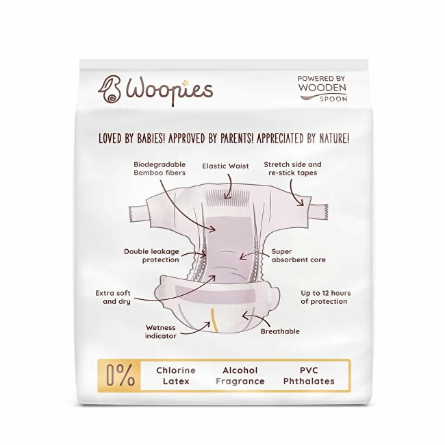 Pelena WoodenSpoon Woopies, të vogla (6 - 10 kg), ECO, 32 copë