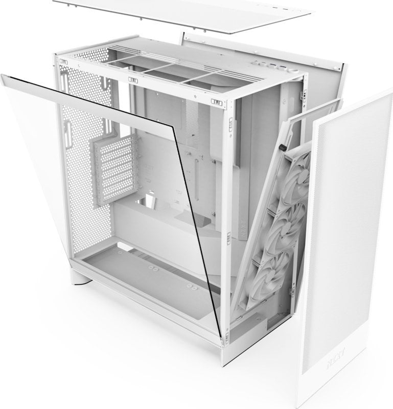 Куќиште за компјутер Nzxt H7 Flow, бело, Midi Tower