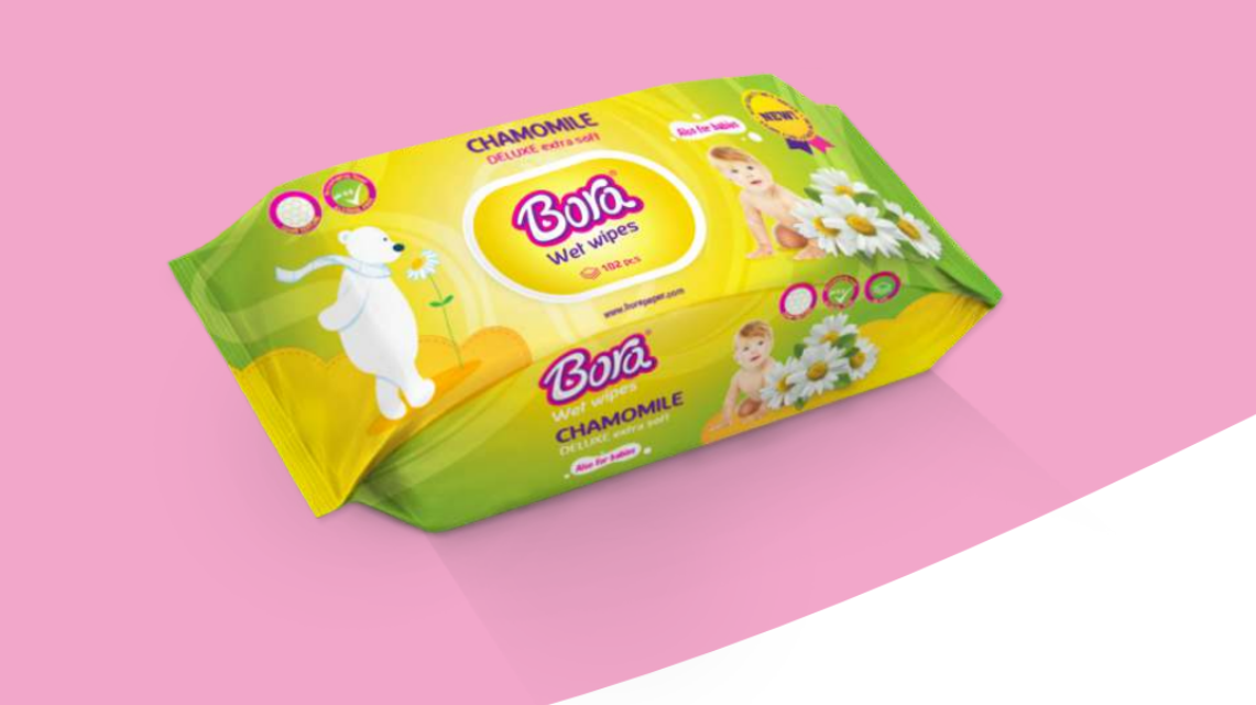 Letra të lagështa Bora, kamomil 102pcs
