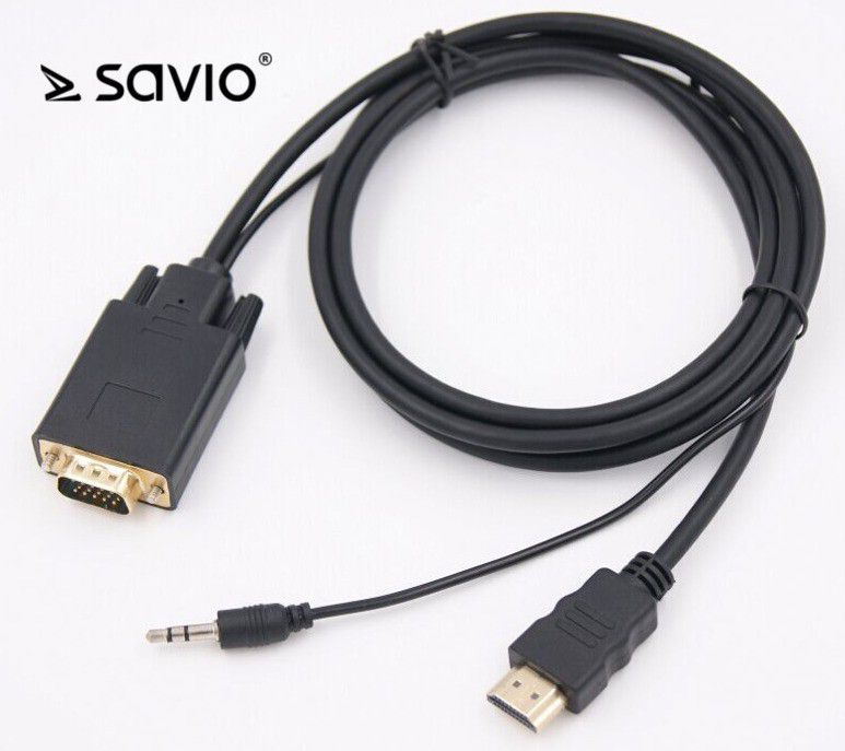 SAVIO CL-104 HDMI до VGA Кабел со Аудио, 1.8 m