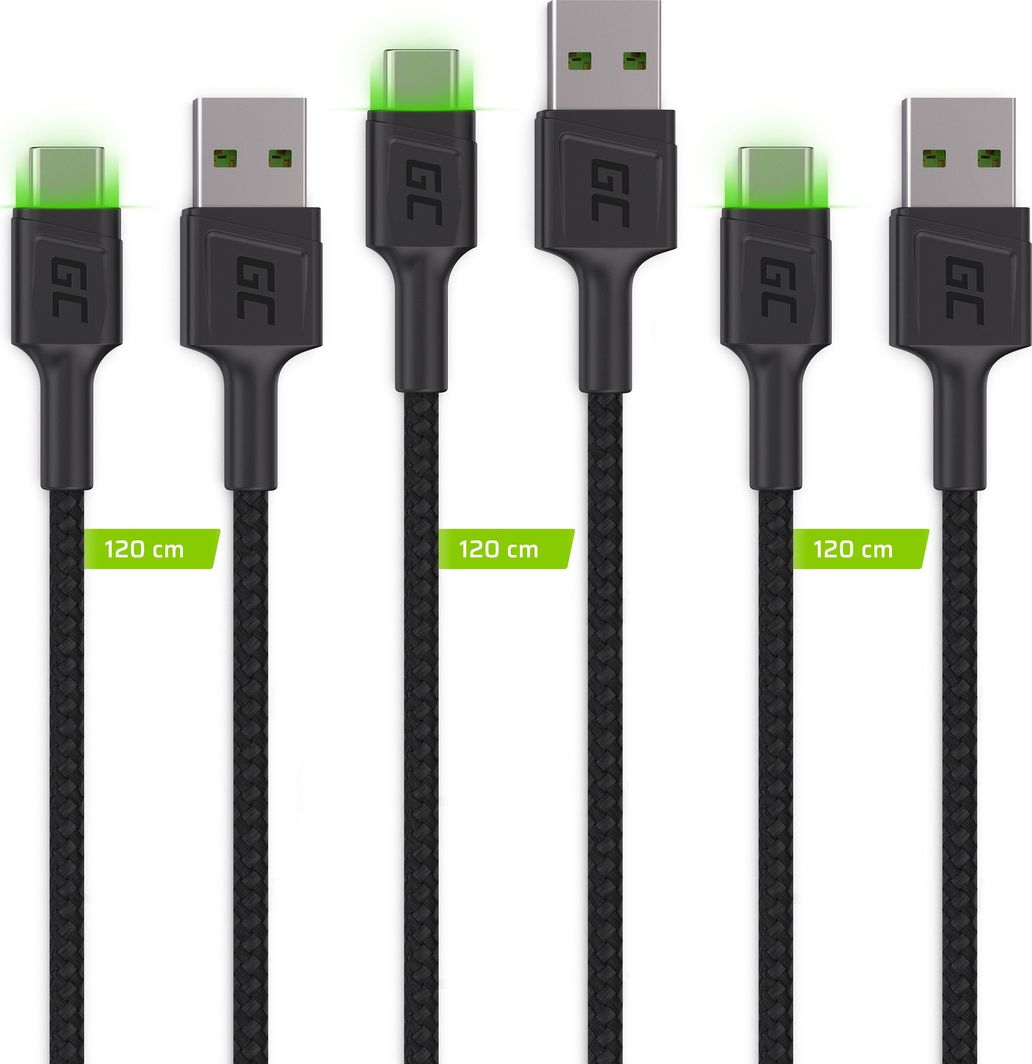 Set Kabllosh 3x Green Cell, Ray USB-C, 120cm
