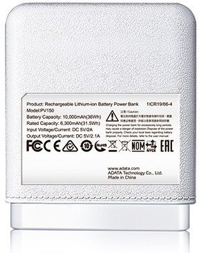 PowerBank ADATA PV150, 10,000mAh, i bardhë