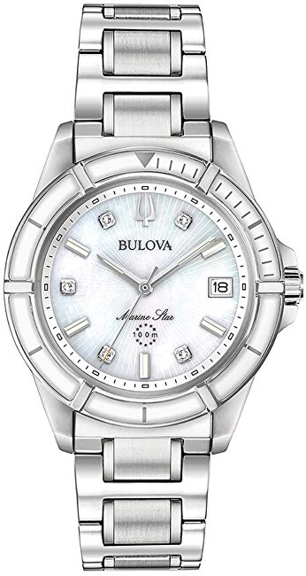 Orë dore për femra Bulova Marine Star 96P201, e argjendtë