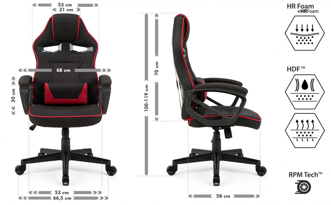 Karrige SENSE7 Knight, e zezë/ kuqe